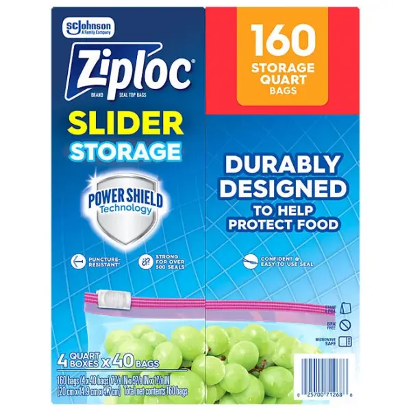 Ziploc Slider Quart Storage Bags, 160 ct.