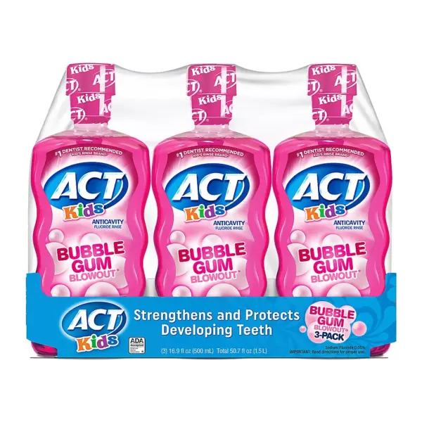 ACT Kids Bubblegum Blowout Anti-Cavity Rinse, 3 ct./16.9 oz.