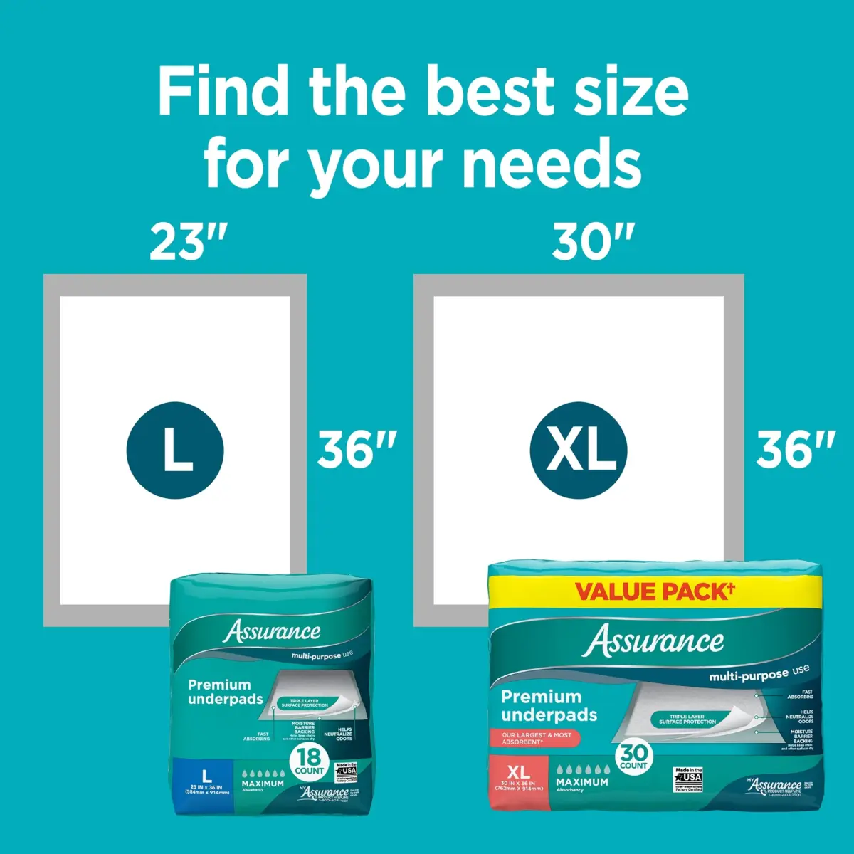 Assurance Unisex Premium Underpad for Adults, XL , Maximum Absorbency (30 Count) - Image 3