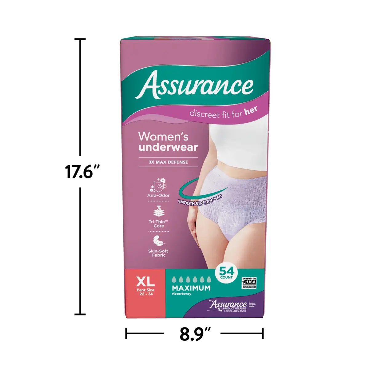 Assurance Women's Incontinence & Postpartum Underwear, XL , Maximum Absorbency (54 Count) - Image 5
