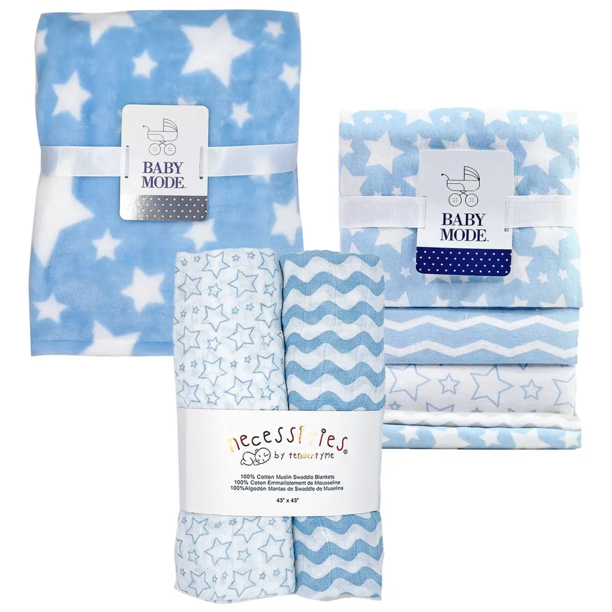 Baby Mode 7 Piece Baby Blanket Bundle, Choose Color - Image 1