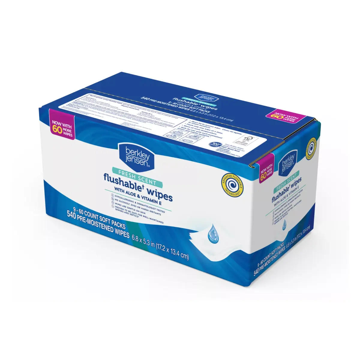 Berkeley Jensen Fresh Scent Flushable Wipes, 9 pk. - Image 3