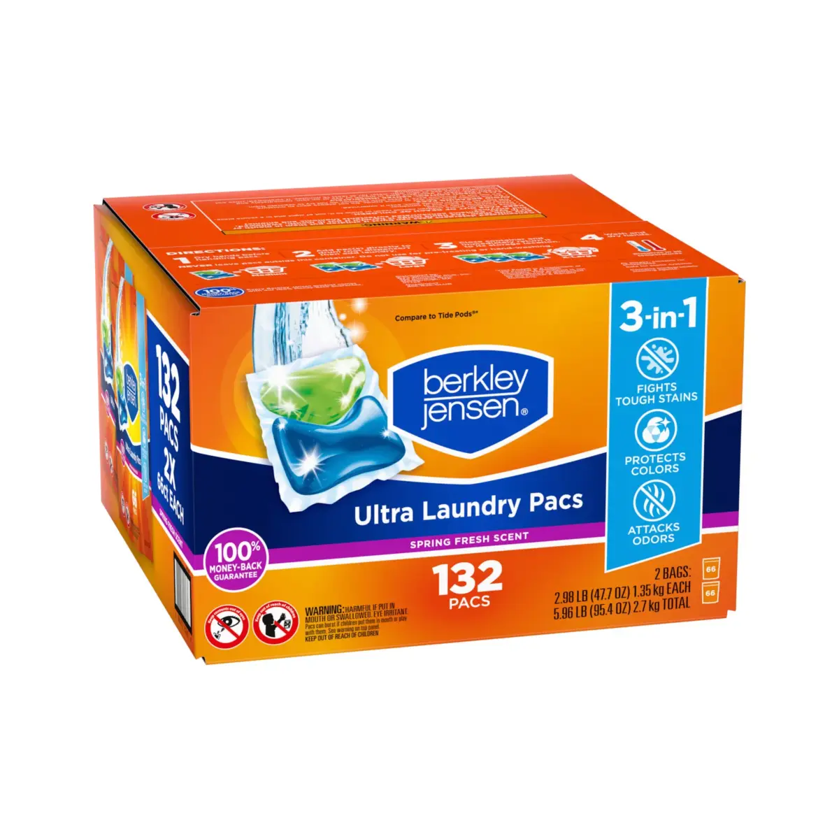 Berkley Jensen Ultra Laundry Pacs - Spring Fresh Scent, 132 ct. - Image 2