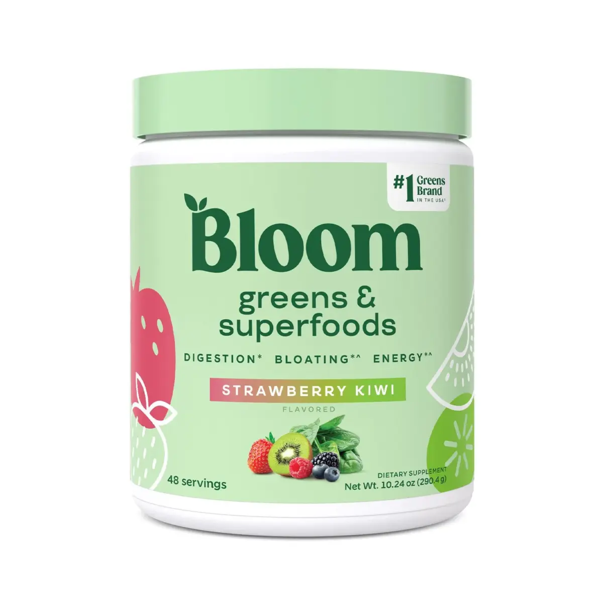 Bloom Nutrition Greens & Superfoods Powder, Strawberry Kiwi, 0.5 lbs. - Image 1
