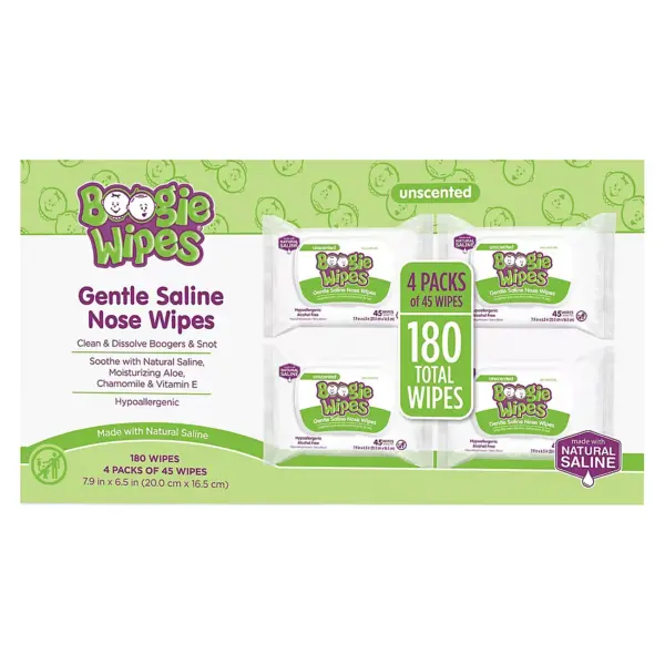 Boogie Wipes Unscented Gentle Nose Wipes, 4 pk./180 ct.