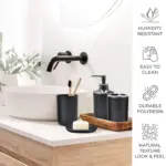 Cerbior 6 Plastic Bathroom Linen & Accessory Set, Black - Image 2