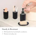 Cerbior 6 Plastic Bathroom Linen & Accessory Set, Black - Image 7