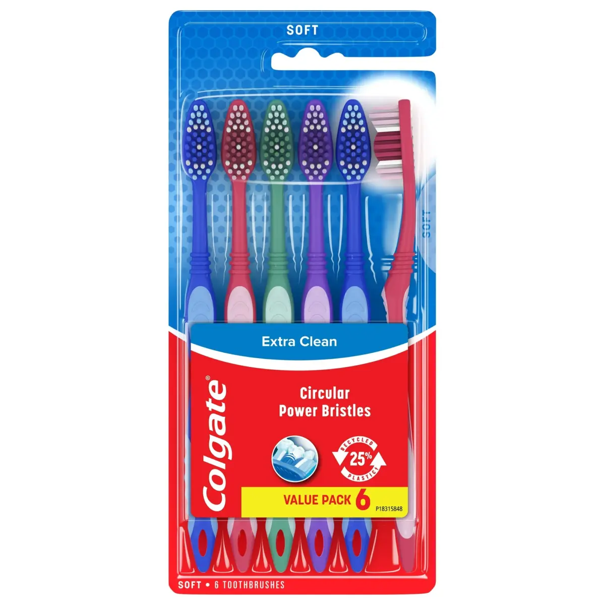 Colgate Extra Clean Flexible Grip Adult Manual Toothbrush, Medium, 4 Pack - Image 1