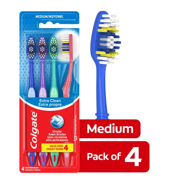 Colgate Extra Clean Full Head Adult Manual Toothbrush, Soft, 4 Pack