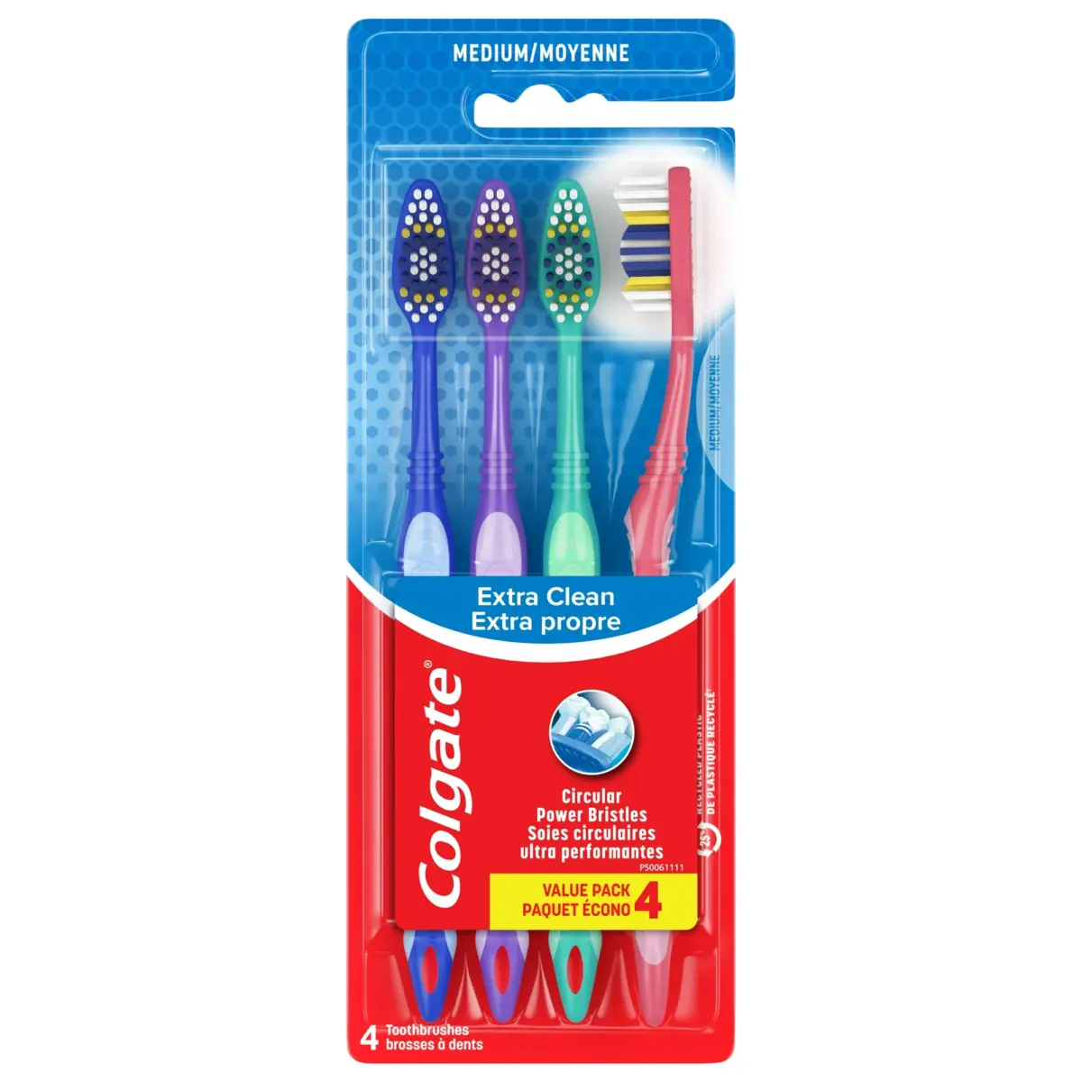 Colgate Extra Clean Full Head Adult Manual Toothbrush, Soft, 4 Pack - Image 3