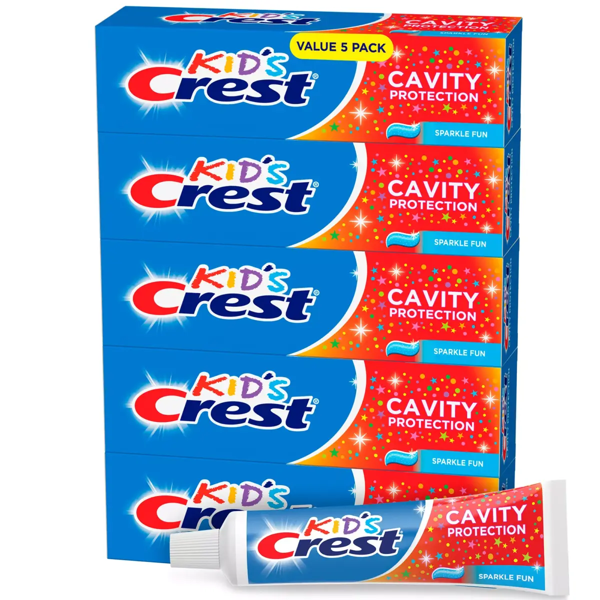 Crest Kids Cavity Protection Toothpaste, Sparkle Fun Flavor, For Ages 3+, 5 pk./4.6 oz. - Image 2