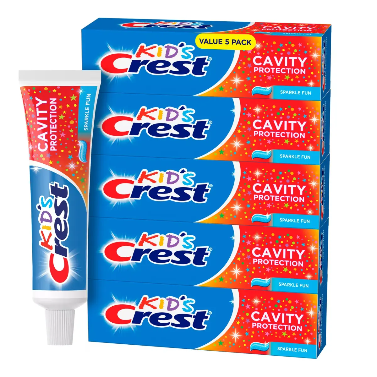 Crest Kids Cavity Protection Toothpaste, Sparkle Fun Flavor, For Ages 3+, 5 pk./4.6 oz. - Image 3