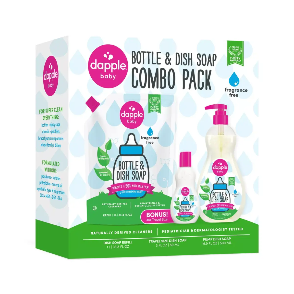 Dapple Bottle & Dish Soap Fragrance-Free Bundle, 2 pk. - Image 2