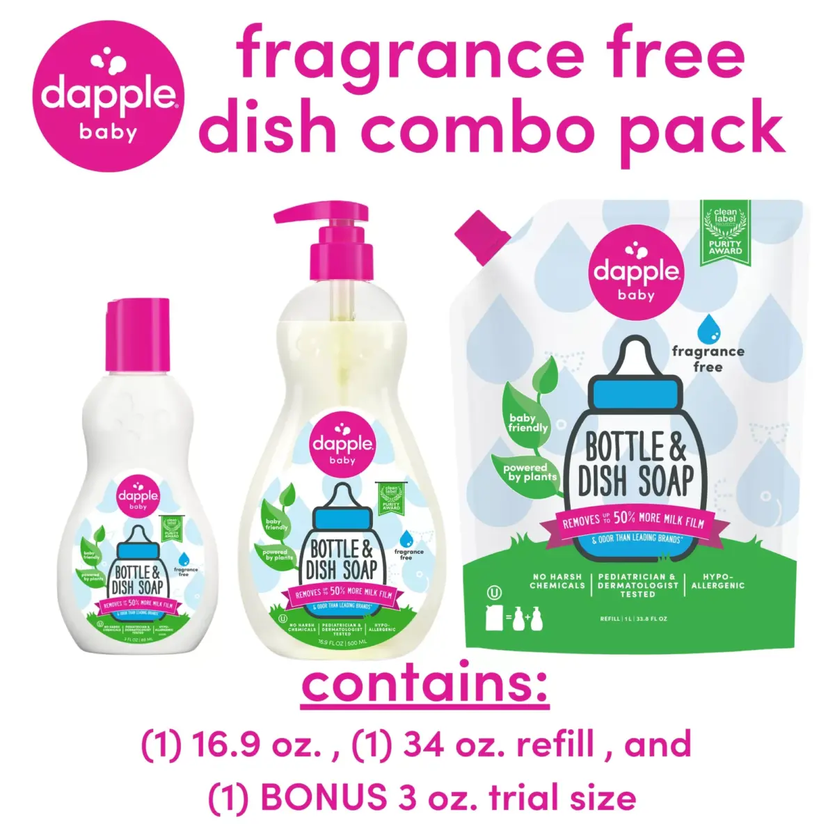Dapple Bottle & Dish Soap Fragrance-Free Bundle, 2 pk. - Image 6