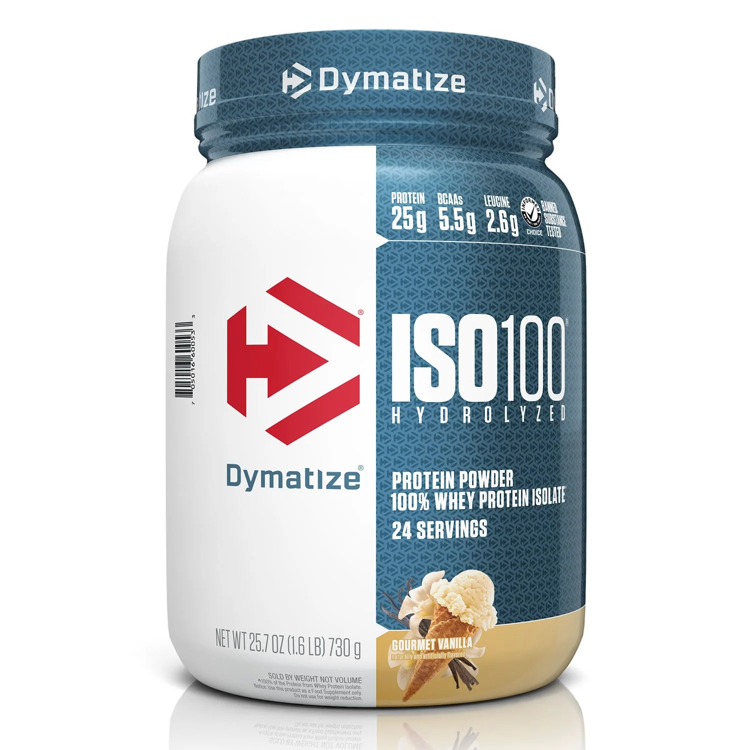 Dymatize ISO100 Hydrolyzed 25g 100% Whey Protein Powder, Gourmet Vanilla 1.6 lbs (1) Dymatize ISO100 Hydrolyzed 25g 100% Whey Protein Powder, Gourmet Vanilla 1.6 lbs. - Image 1