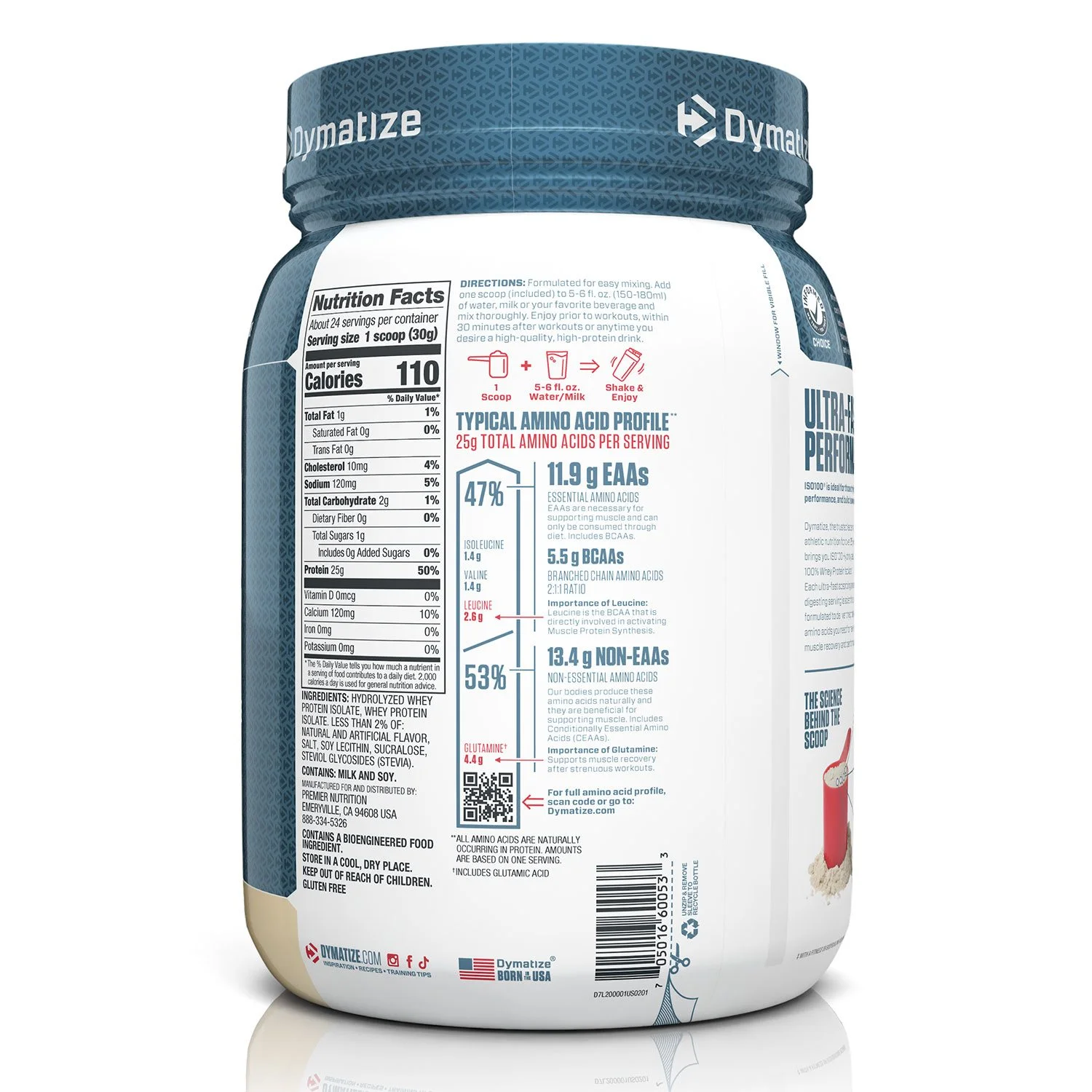 Dymatize ISO100 Hydrolyzed 25g 100% Whey Protein Powder, Gourmet Vanilla 1.6 lbs (3) Dymatize ISO100 Hydrolyzed 25g 100% Whey Protein Powder, Gourmet Vanilla 1.6 lbs. - Image 3