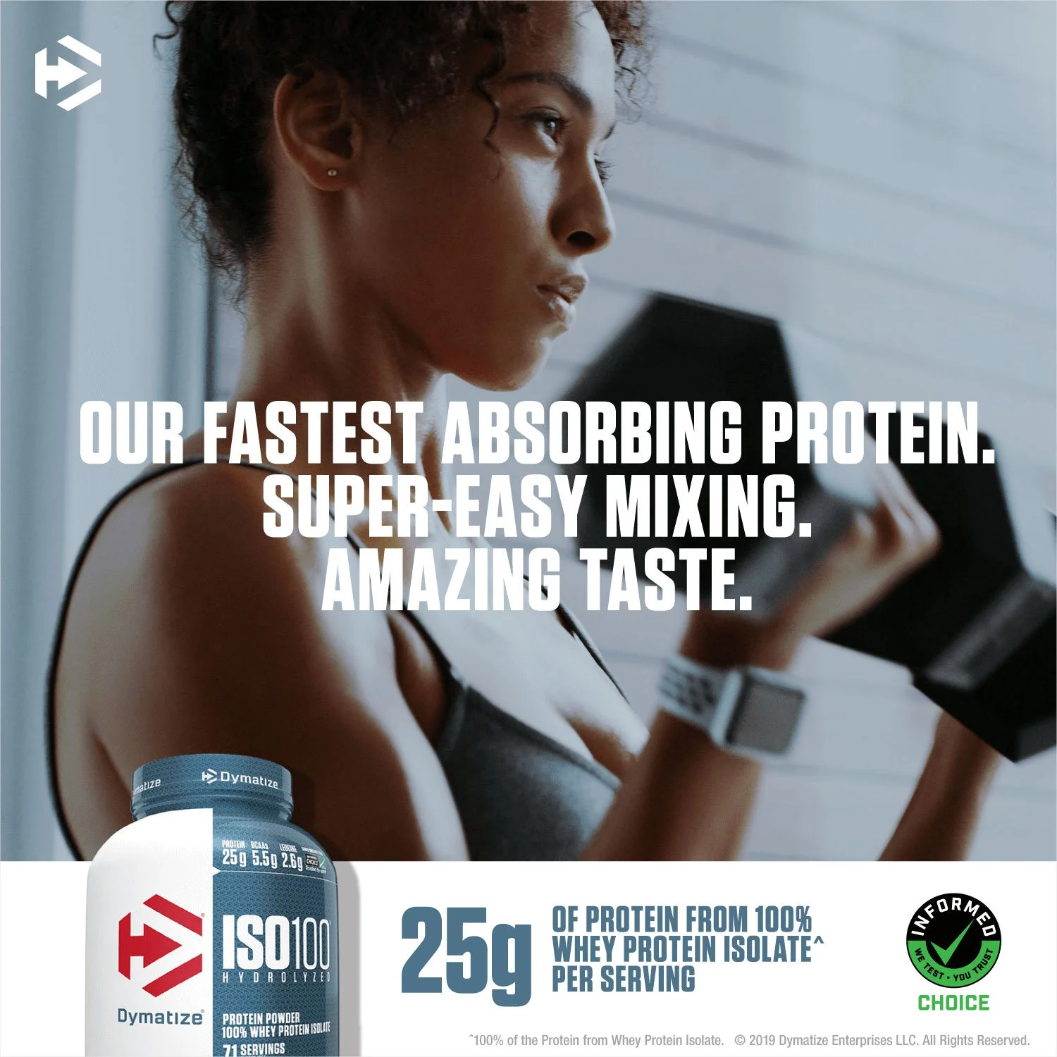 Dymatize ISO100 Hydrolyzed 25g 100% Whey Protein Powder, Gourmet Vanilla 1.6 lbs (4) Dymatize ISO100 Hydrolyzed 25g 100% Whey Protein Powder, Gourmet Vanilla 1.6 lbs. - Image 4