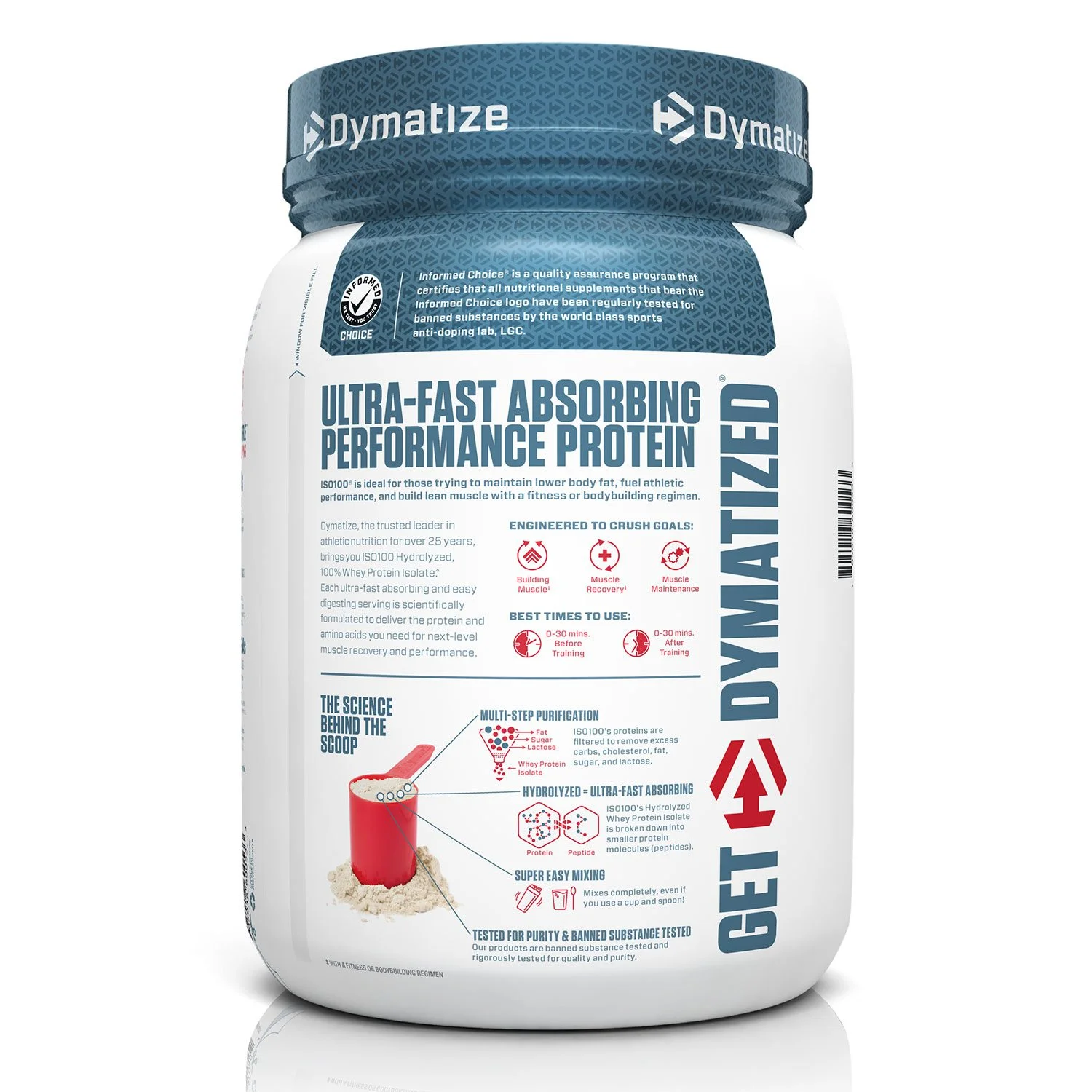 Dymatize ISO100 Hydrolyzed 25g 100% Whey Protein Powder, Gourmet Vanilla 1.6 lbs (5) Dymatize ISO100 Hydrolyzed 25g 100% Whey Protein Powder, Gourmet Vanilla 1.6 lbs. - Image 5