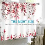 Dznils Red Eucalyptus Fabric Shower Curtain, Watercolor Floral Pattern with Hooks, 72" x 72" - Image 5