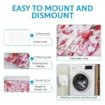 Dznils Red Eucalyptus Fabric Shower Curtain, Watercolor Floral Pattern with Hooks, 72" x 72" - Image 6