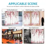 Dznils Red Eucalyptus Fabric Shower Curtain, Watercolor Floral Pattern with Hooks, 72" x 72" - Image 8