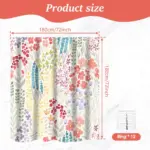 Dznils Boho Colorful Floral Fabric Shower Curtain, Watercolor Pattern with Hooks, 72" x 72", Beige - Image 7