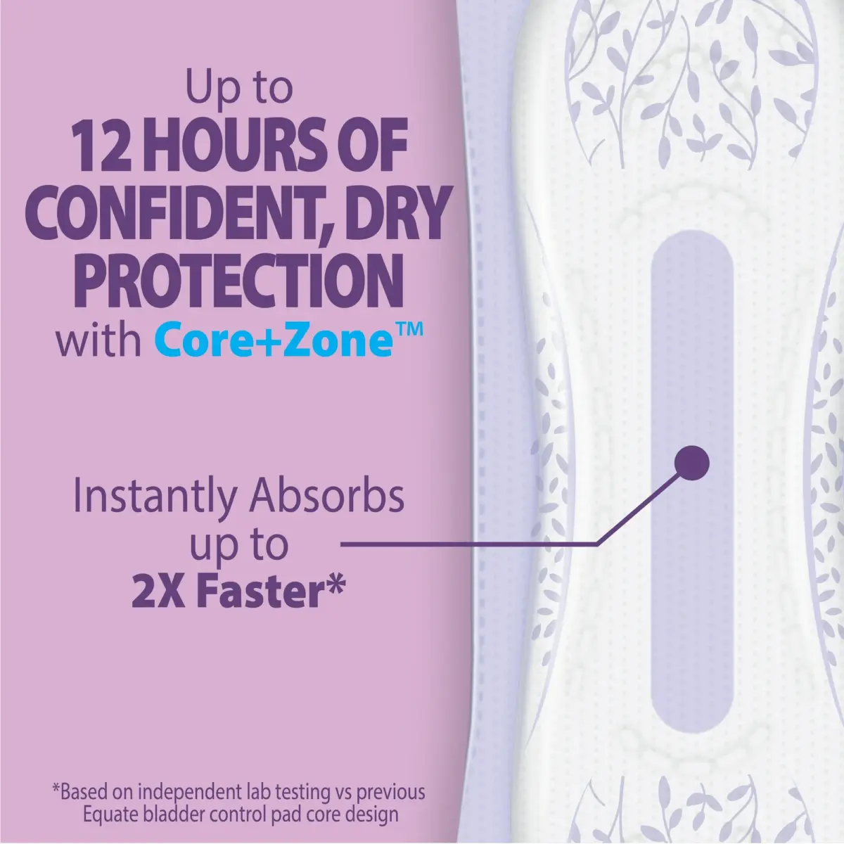 Equate Options Women's Incontinence Pads, Ultimate Absorbency, Long Length (51 Count), Compare to Poise® - Image 6