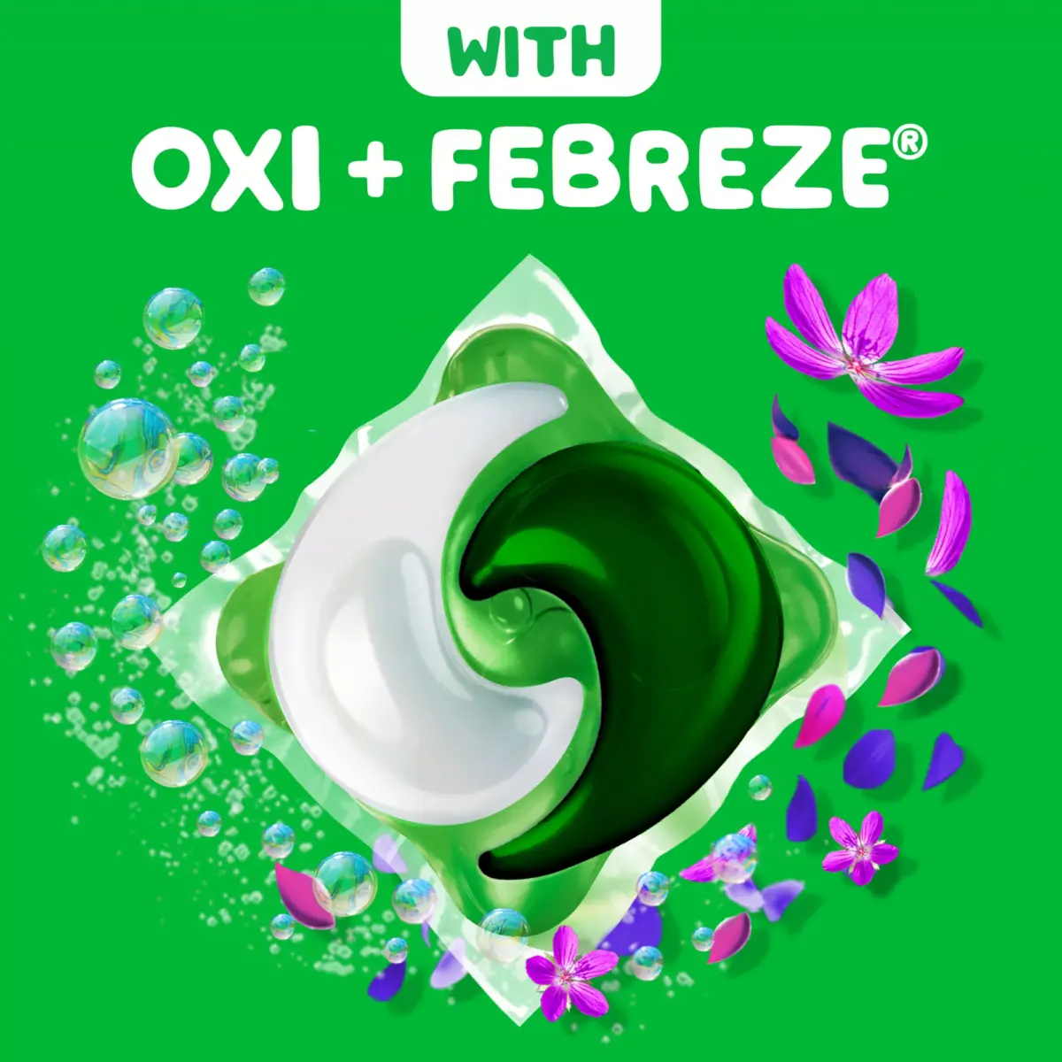 Gain Flings Laundry Detergent Pacs + Oxi and Odor Defense Fresh Boost - Vibrant Bloom, 108 ct. - Image 6