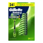 Gillette Sensor3 Sensitive Men's Disposable Razor, 3-Bladed Razor Blades, 24 ct.