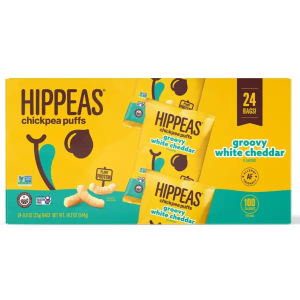 Hippeas Chickpea Puffs Groovy White Cheddar, 0.8 oz., 24 pk.