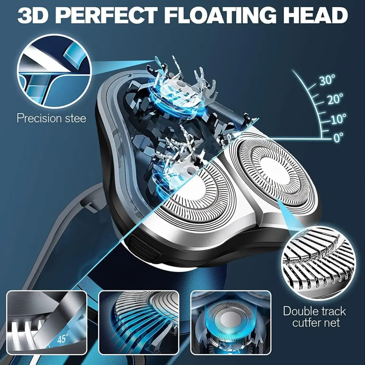 Hoey Electric Shaver Razor for Men, 3 in 1 Men’s Cordless LED Display IPX7 Waterproof Facial Nose Hair Beard Trimmer Grooming Haircut Kit with Wet Dry Rechargeable Use - Image 4