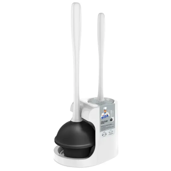 MR.Siga Toilet Plunger and Bowl Brush Combo, White, 1 Set