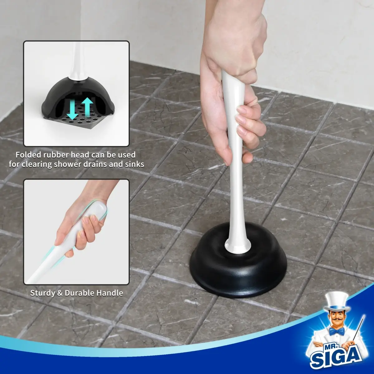 MR.Siga Toilet Plunger and Bowl Brush Combo, White, 1 Set - Image 7