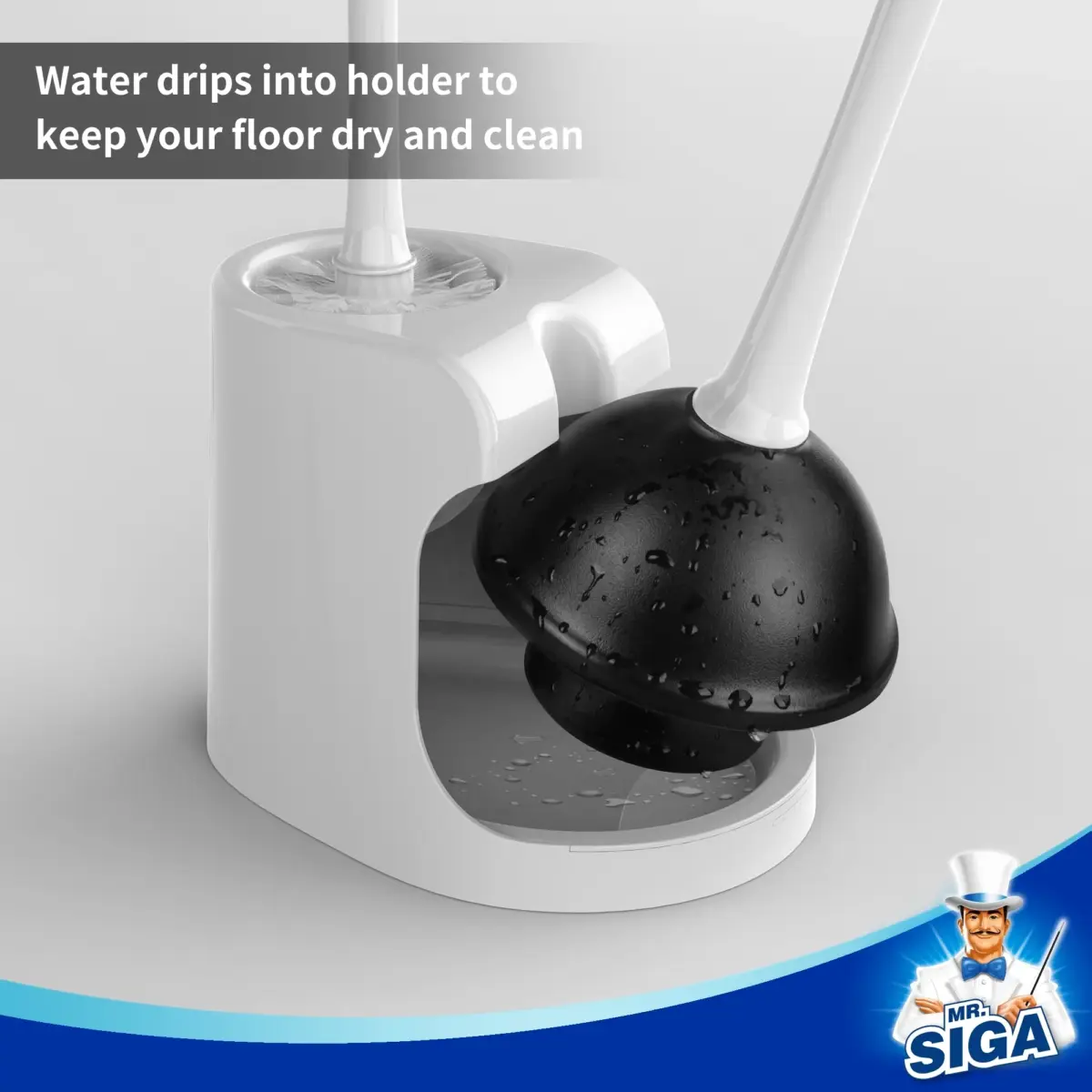 MR.Siga Toilet Plunger and Bowl Brush Combo, White, 1 Set - Image 5