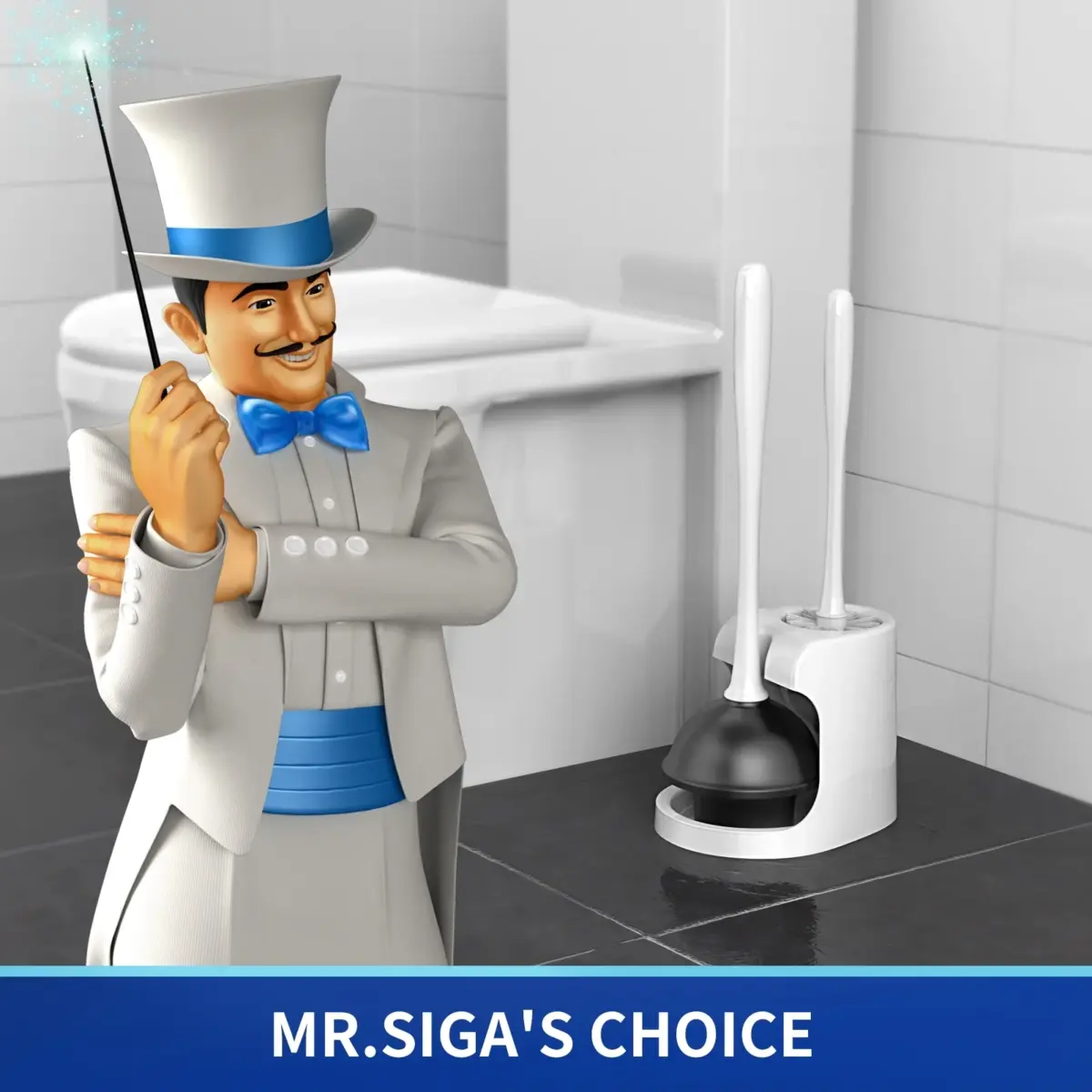 MR.Siga Toilet Plunger and Bowl Brush Combo, White, 1 Set - Image 3