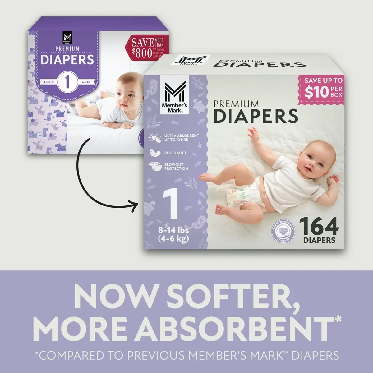Member's Mark Premium Baby Diapers, Sizes: Newborn - 8 - Image 2