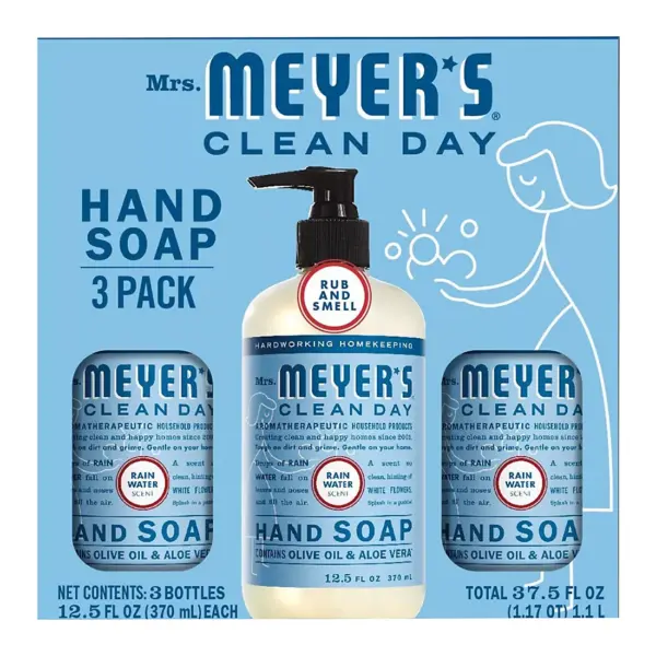 Mrs. Meyer's Clean Day Hand Soap, Rain Water Scent, 3 pk./12.5 fl. oz.