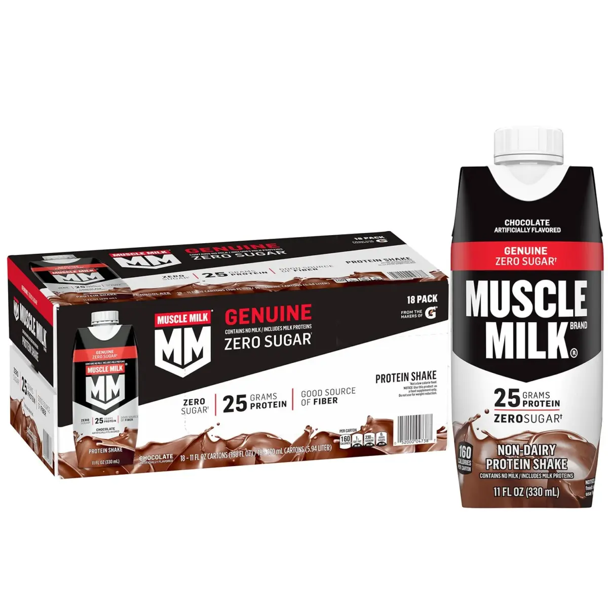 Muscle Milk 25g Genuine Protein Shake, Chocolate, 11 fl. oz., 18 pk. - Image 1