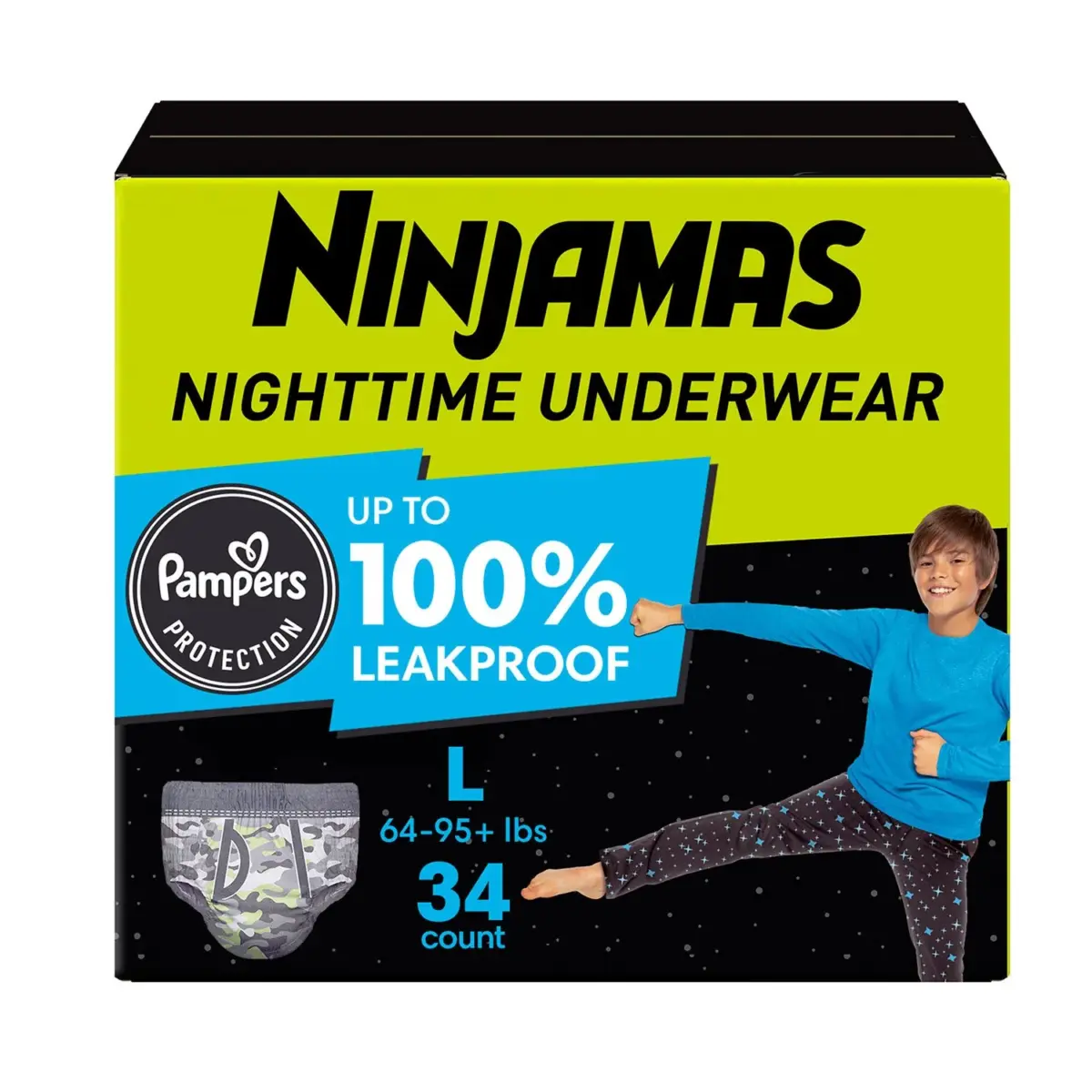 Ninjamas Nighttime Bedwetting Underwear for Boys, Sizes Small - Extra Large - Image 1