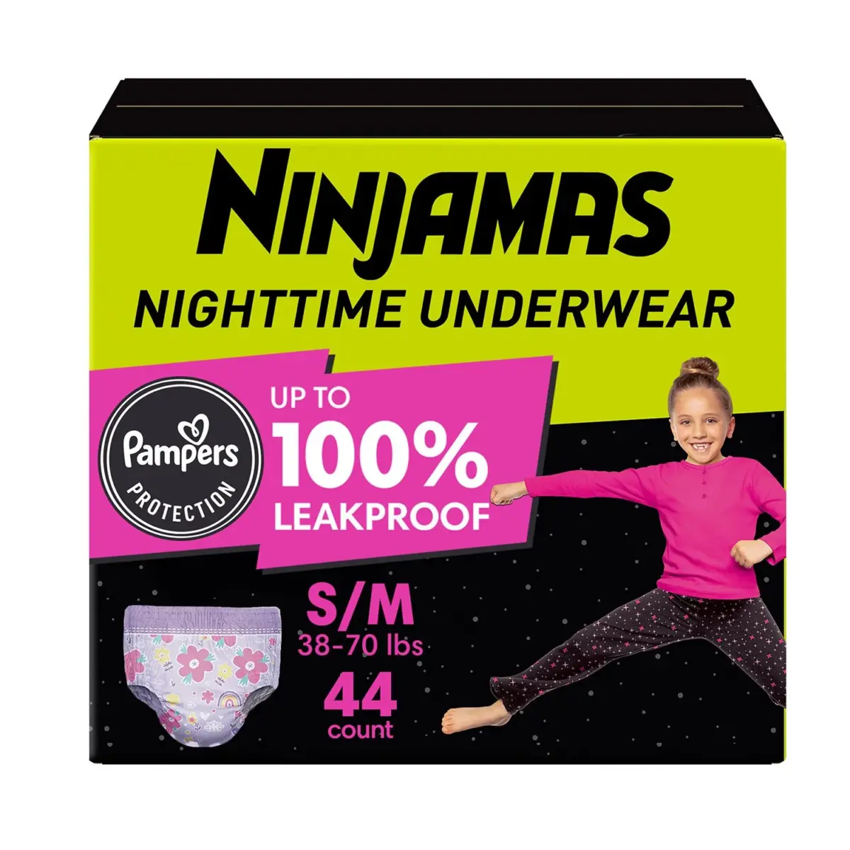 Ninjamas Nighttime Bedwetting Underwear for Girls, Sizes Small-Extra Large - Image 1