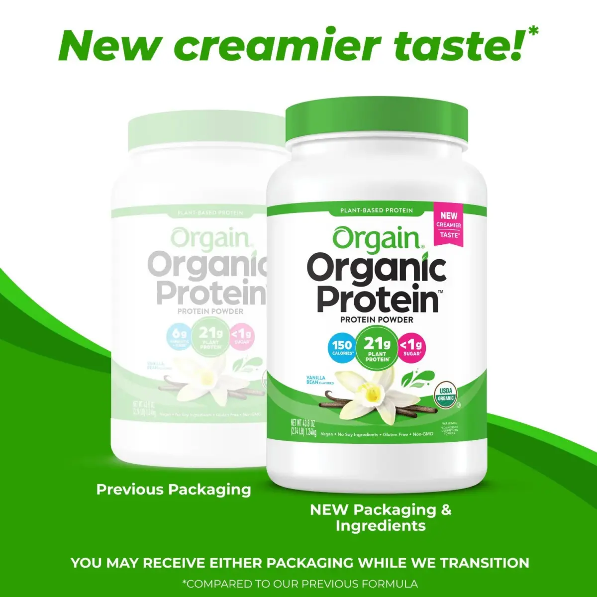 Orgain Organic 21g Plant-Based Protein Powder, Vanilla Bean 2.74 lbs. - Image 4