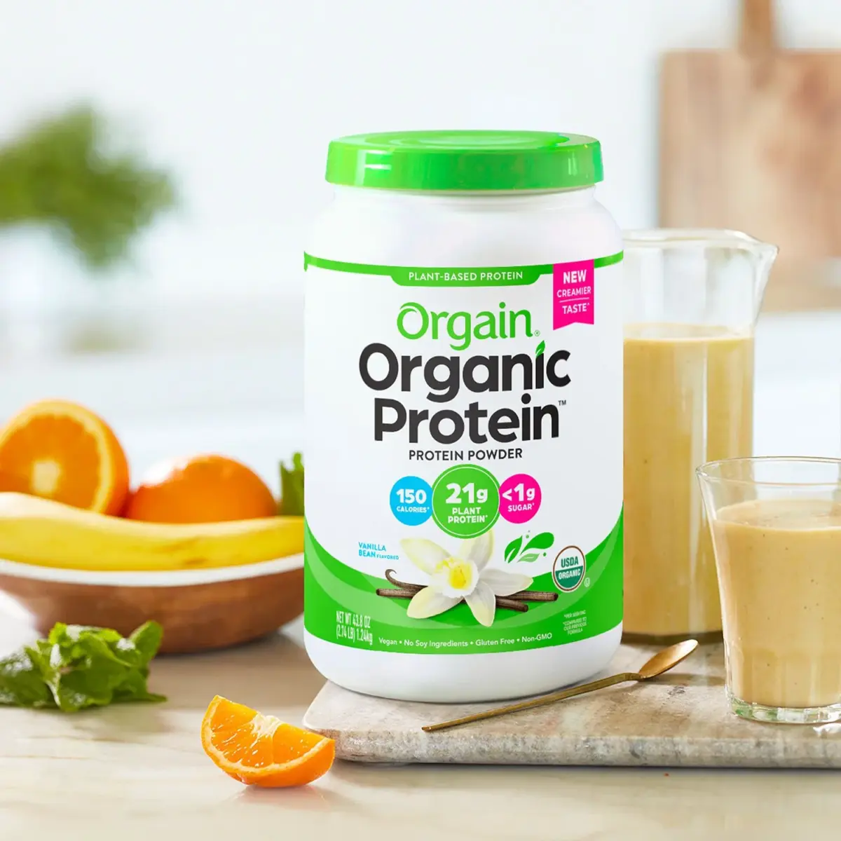 Orgain Organic 21g Plant-Based Protein Powder, Vanilla Bean 2.74 lbs. - Image 6