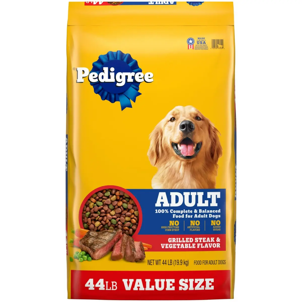 Pedigree Complete Nutrition Grilled Steak & Vegetable Flavor Dry Dog Food, 44 Lb Bag - Image 1