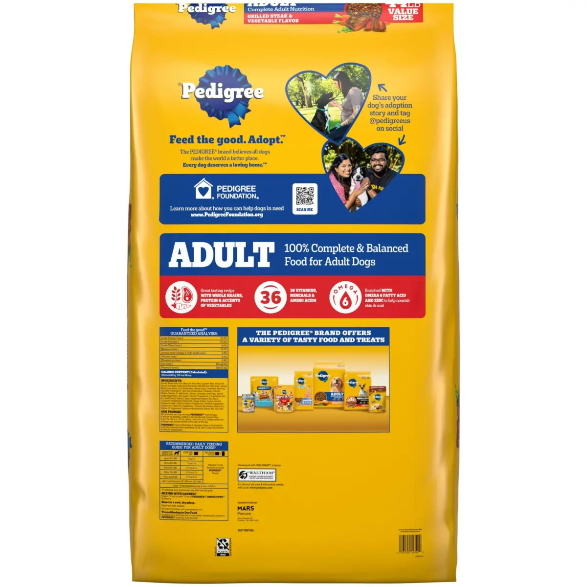 Pedigree Complete Nutrition Grilled Steak & Vegetable Flavor Dry Dog Food, 44 Lb Bag - Image 2