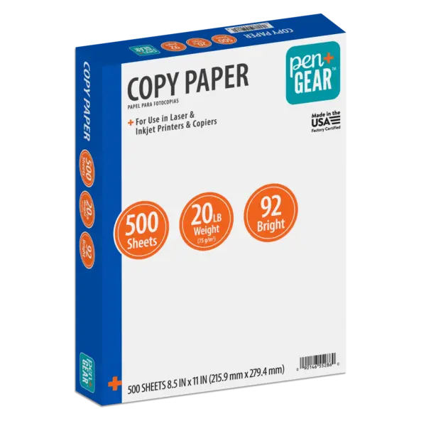 Pen + Gear Copy Paper, 8.5 x 11, 92 Bright, White, 20 lb., 1 Ream (500 Sheets)