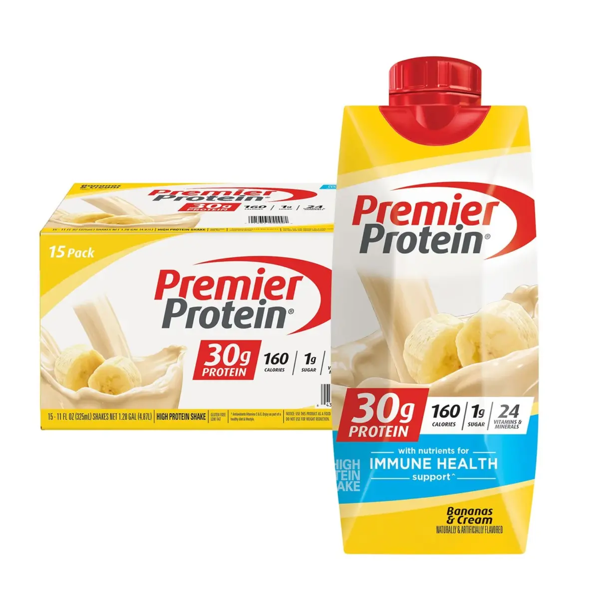 Premier Protein 30g High Protein Shake, Bananas & Cream 11 fl. oz., 15 pk. - Image 1