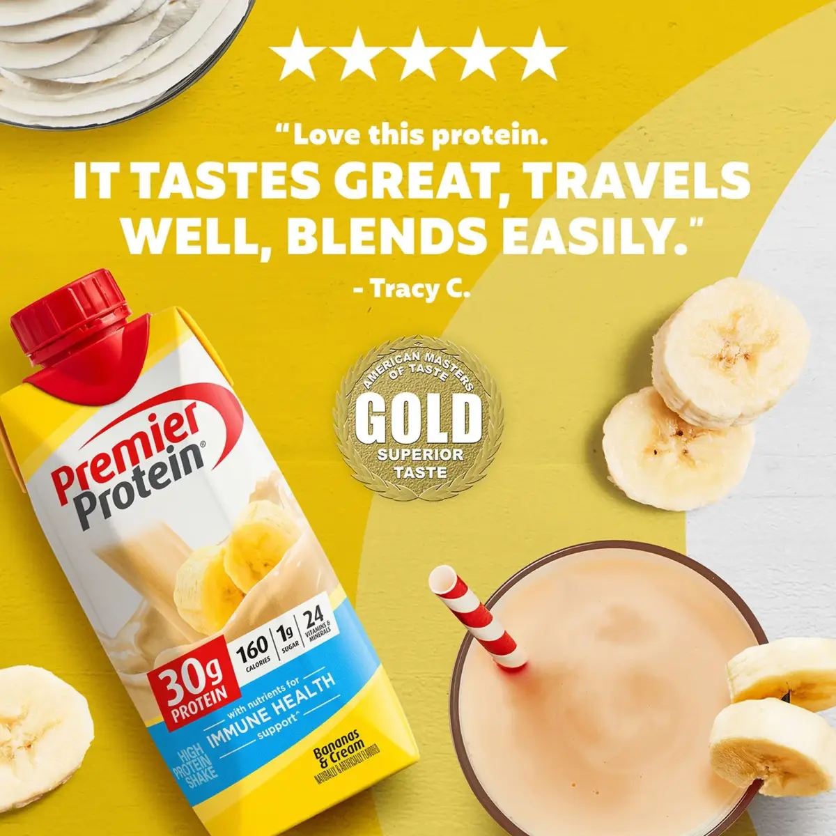 Premier Protein 30g High Protein Shake, Bananas & Cream 11 fl. oz., 15 pk. - Image 4