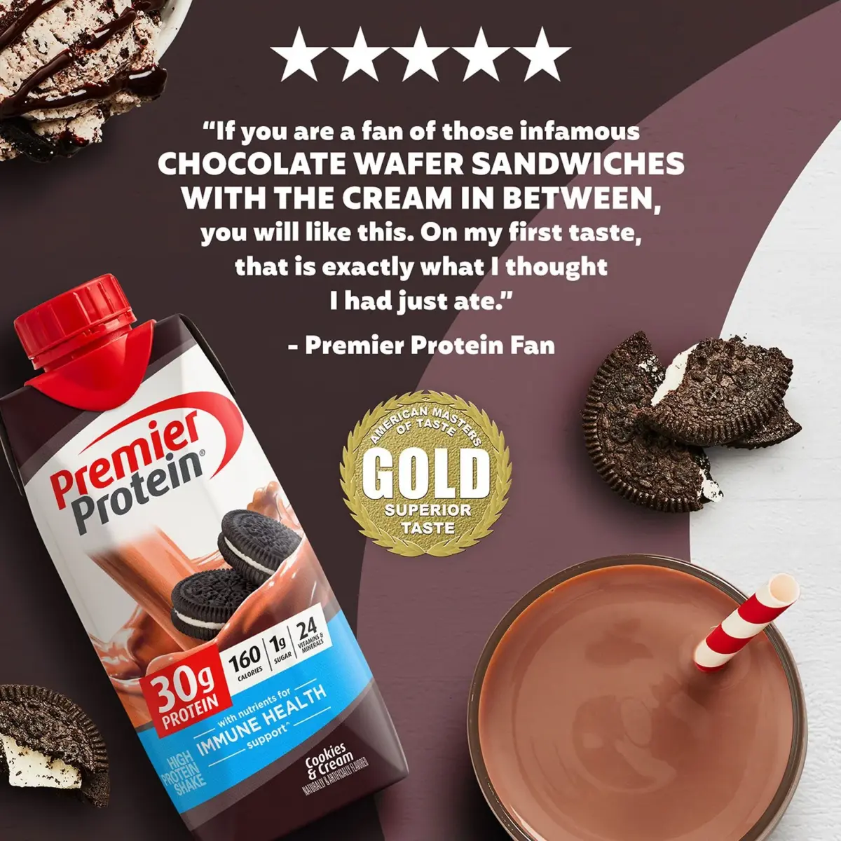 Premier Protein 30g High Protein Shake, Cookies and Cream, 11 fl. oz., 15 pk. - Image 4