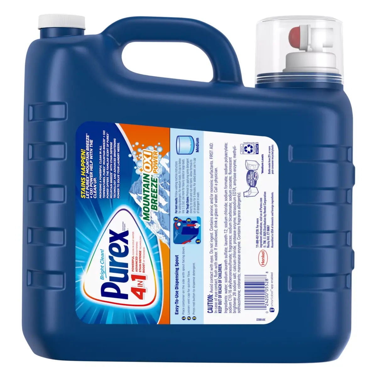 Purex Liquid Laundry Detergent - Mountain Breeze + Oxi Power, 270 loads/296 oz. - Image 2