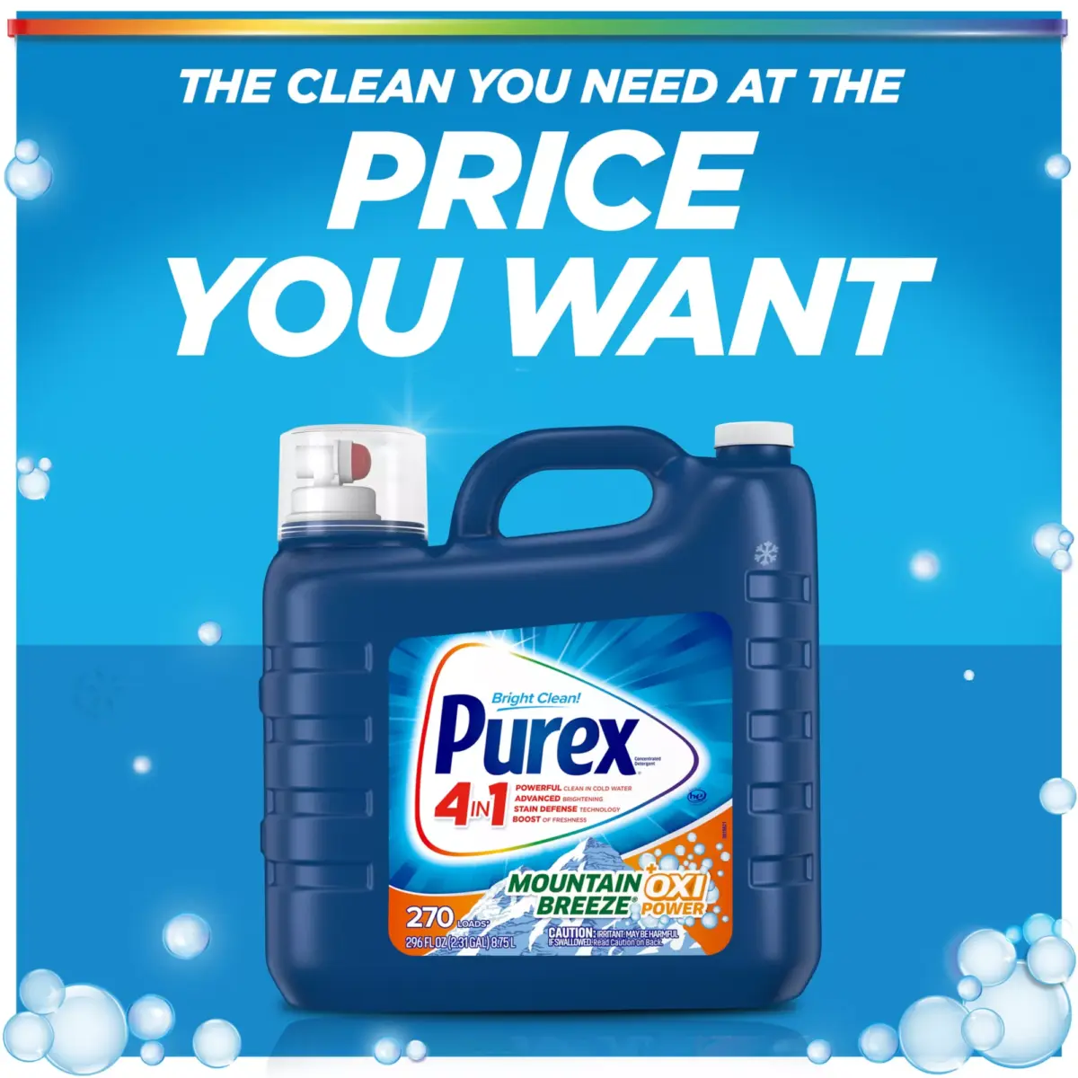 Purex Liquid Laundry Detergent - Mountain Breeze + Oxi Power, 270 loads/296 oz. - Image 7